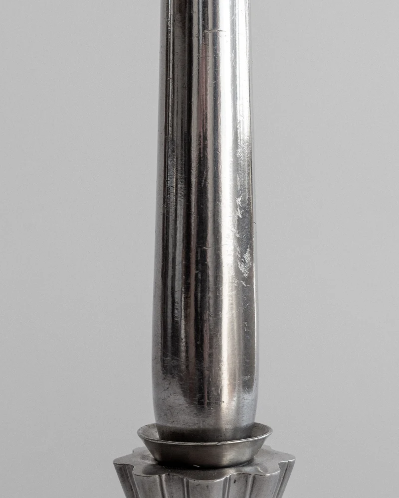 Vintage Art Deco Pewter Linen Table Lamp, Denmark 1930s