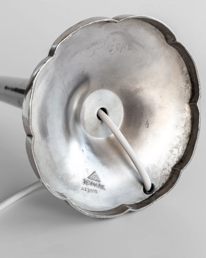 Vintage Art Deco Pewter Linen Table Lamp, Denmark 1930s