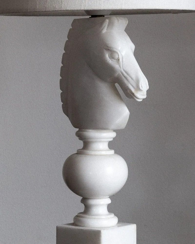 Vintage Italian Alabaster Chess Knight Table Lamp, 1970s