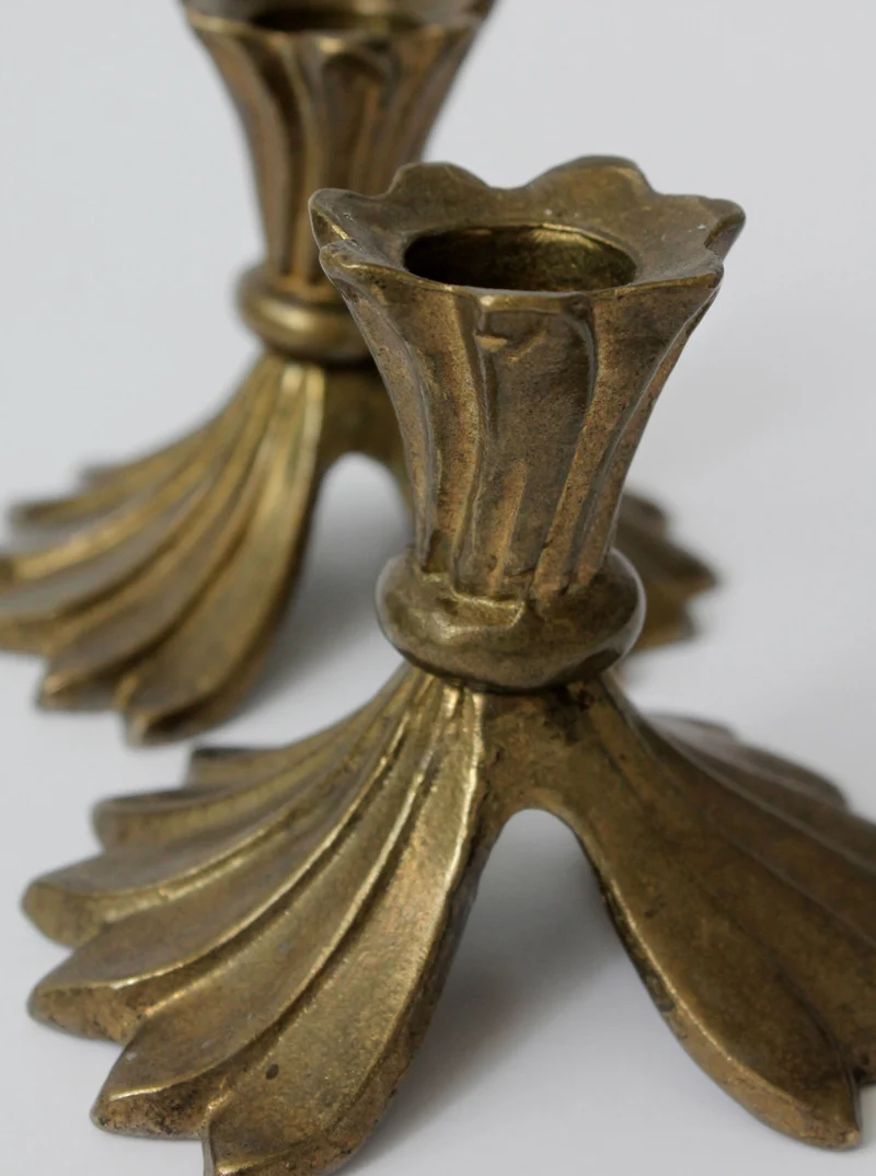 Pair Of Elegant Brass Candle Holders