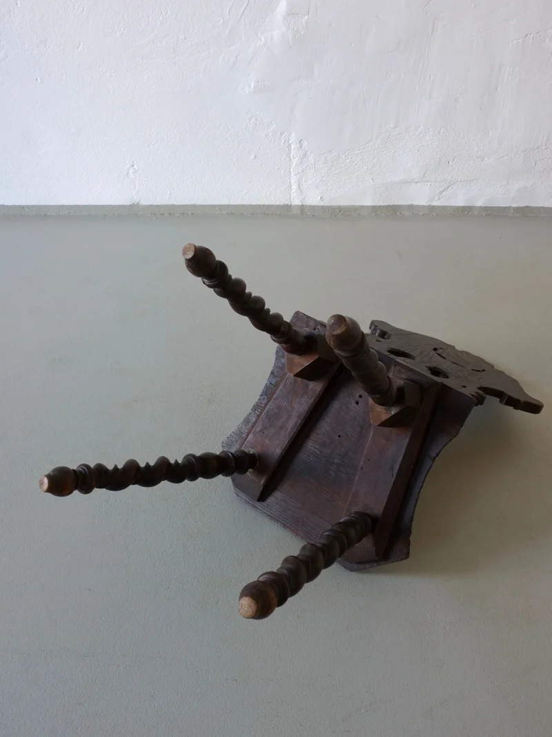 Hand-Carved Dark Oak Chair, 1900s