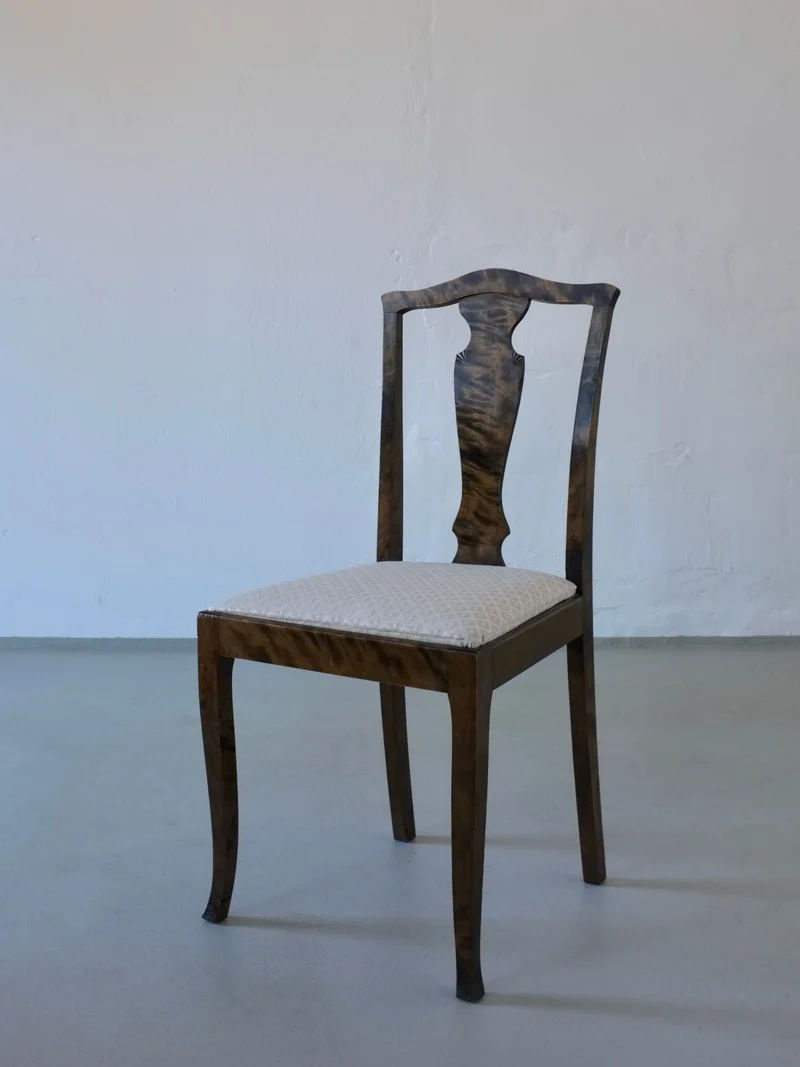 Swedish Grace Satin Birch Dining Chairs, Set of 6, 1920s