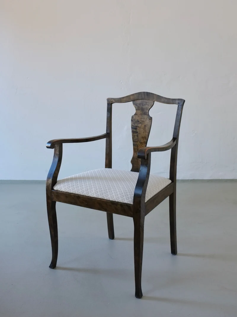 Swedish Grace Satin Birch Dining Chairs, Set of 6, 1920s
