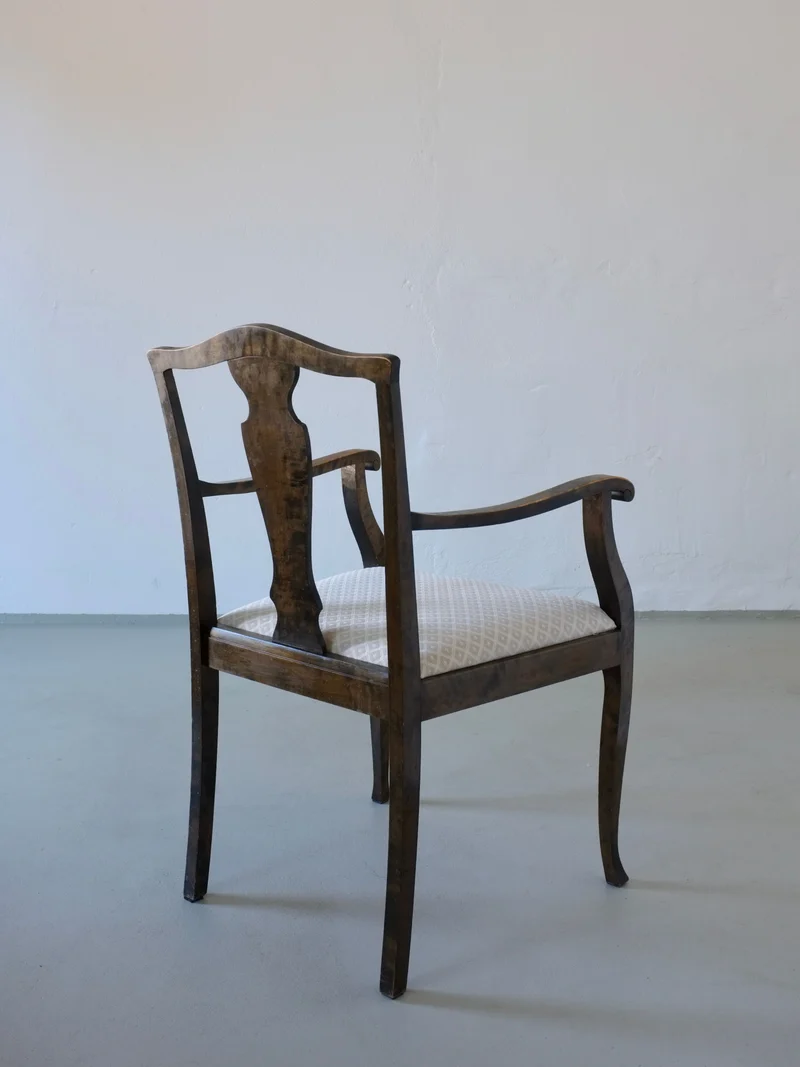 Swedish Grace Satin Birch Dining Chairs, Set of 6, 1920s