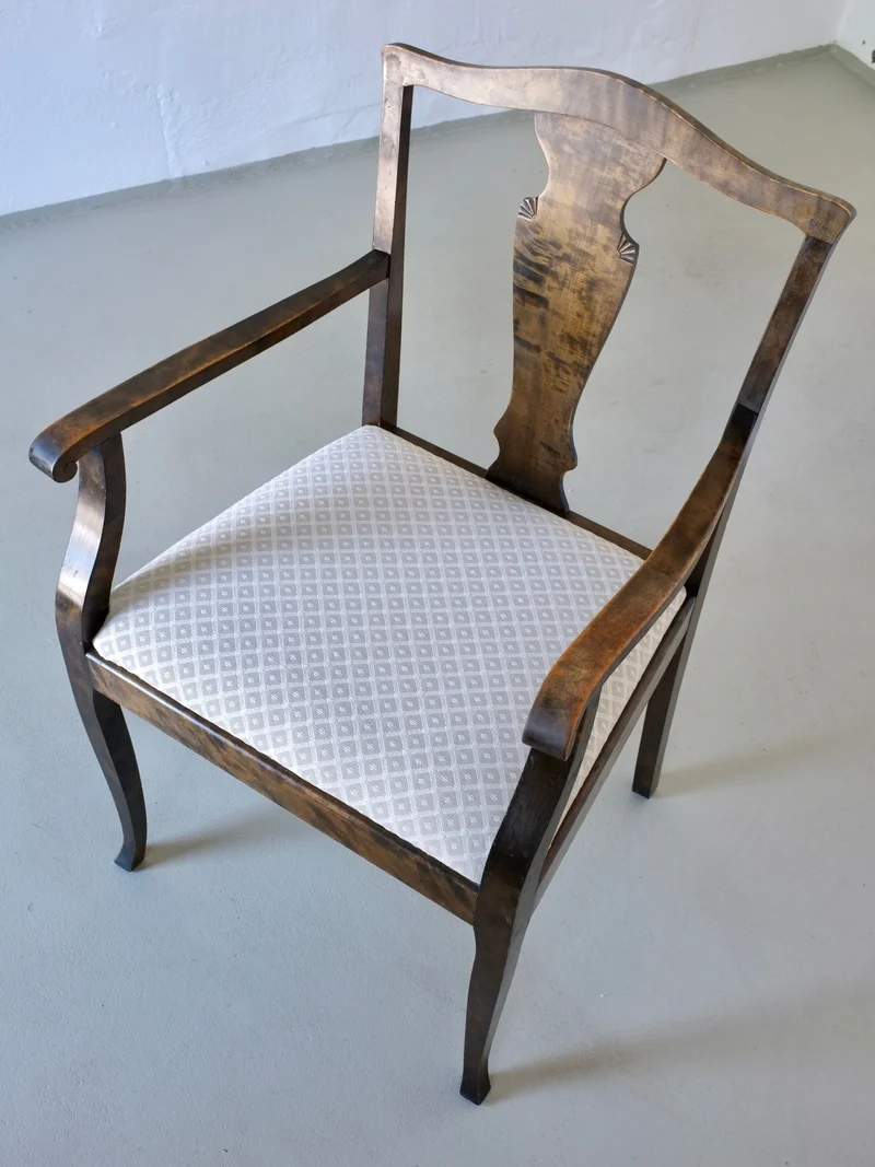 Swedish Grace Satin Birch Dining Chairs, Set of 6, 1920s
