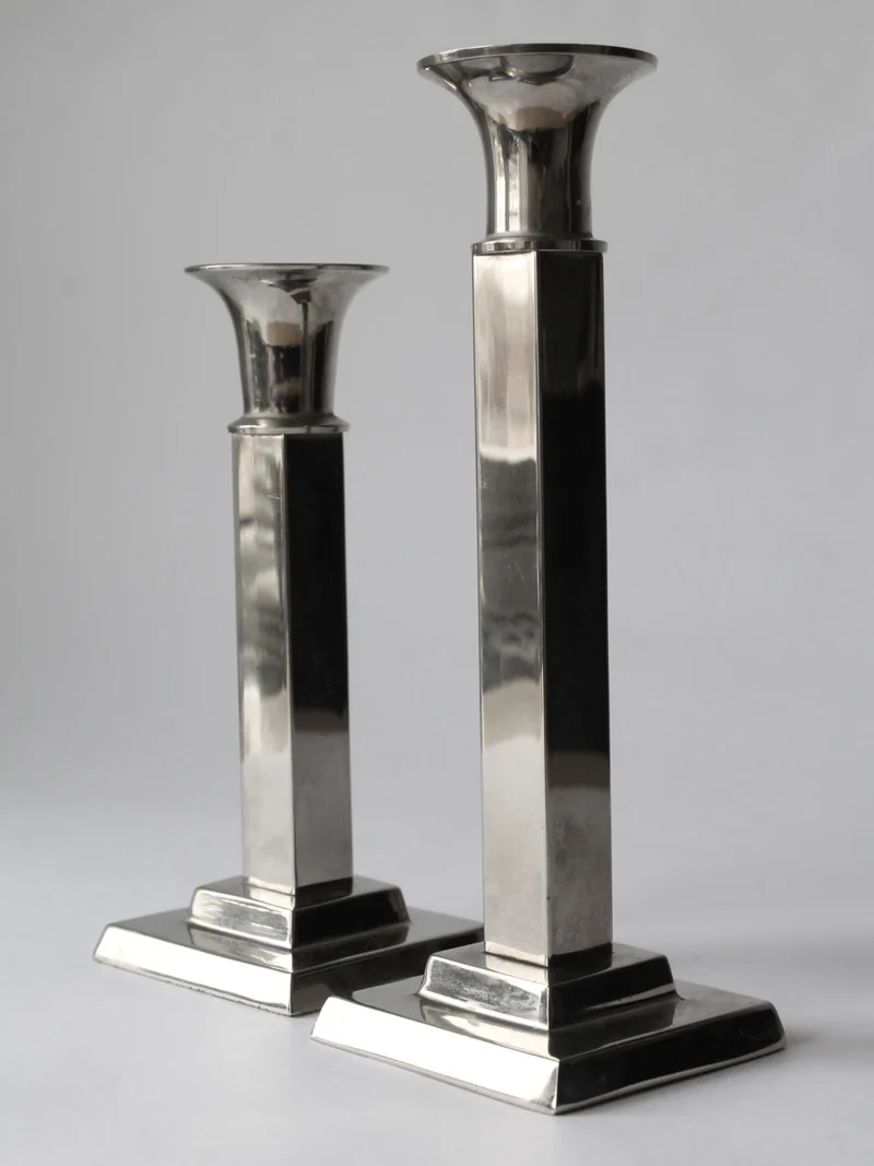 Art Deco Silver Plated Candleholders Set