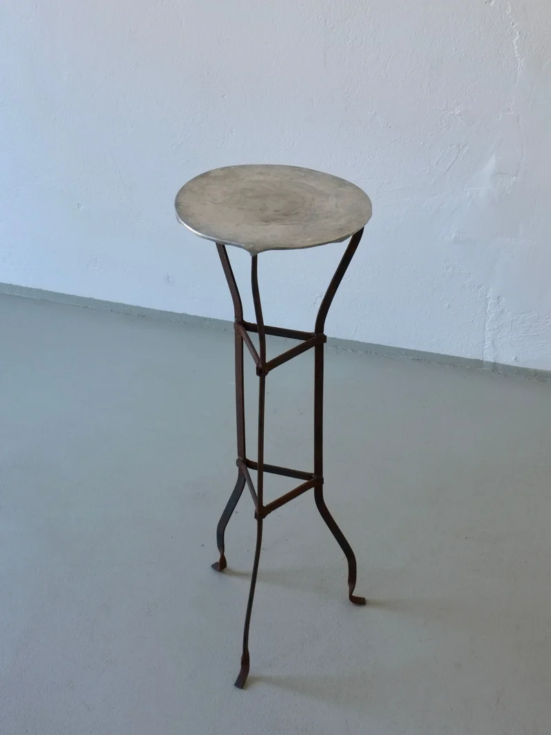 Vintage Iron Pedestal Side Table