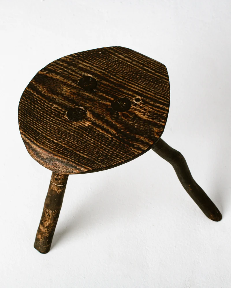 Burned Stool With Branches