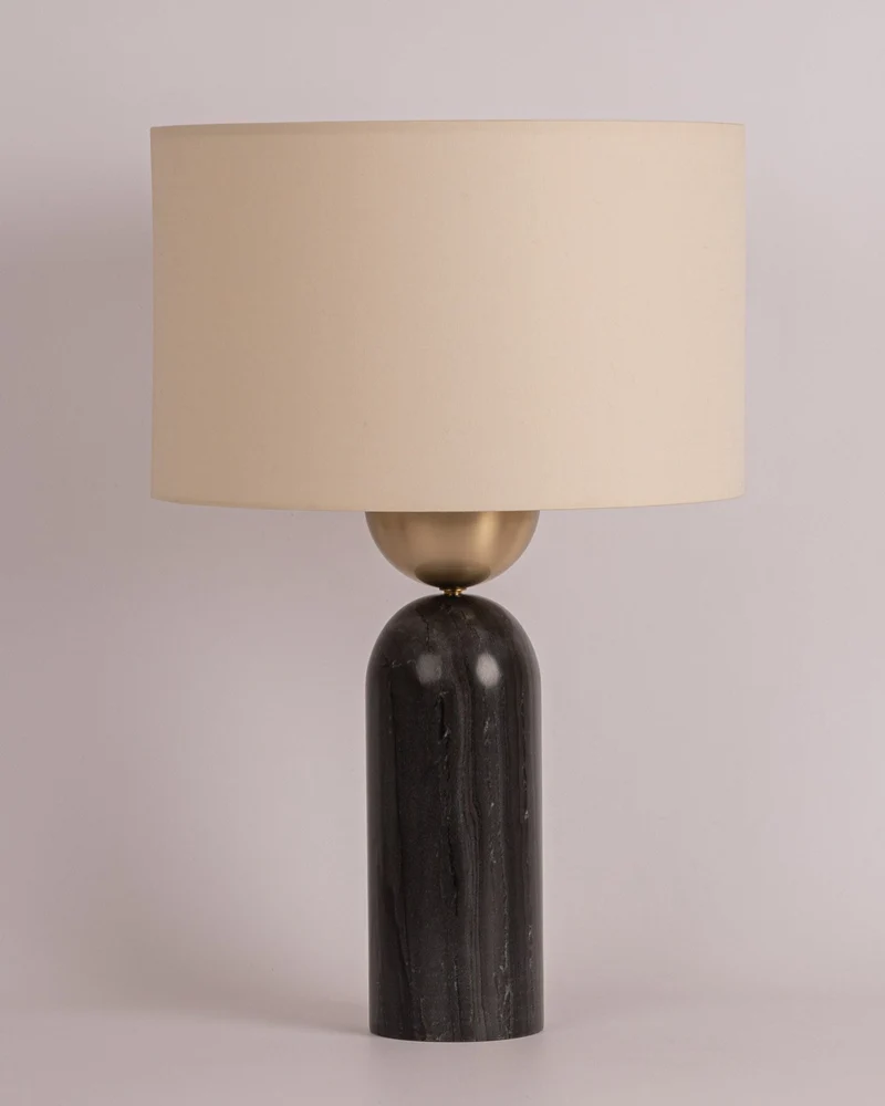 'Peona' Table Lamp in Black Marble