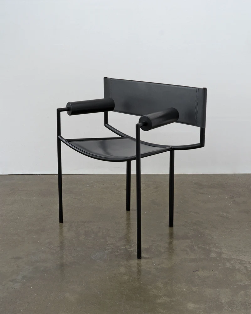 Postmodern Leather and Steel Chair, 1980s