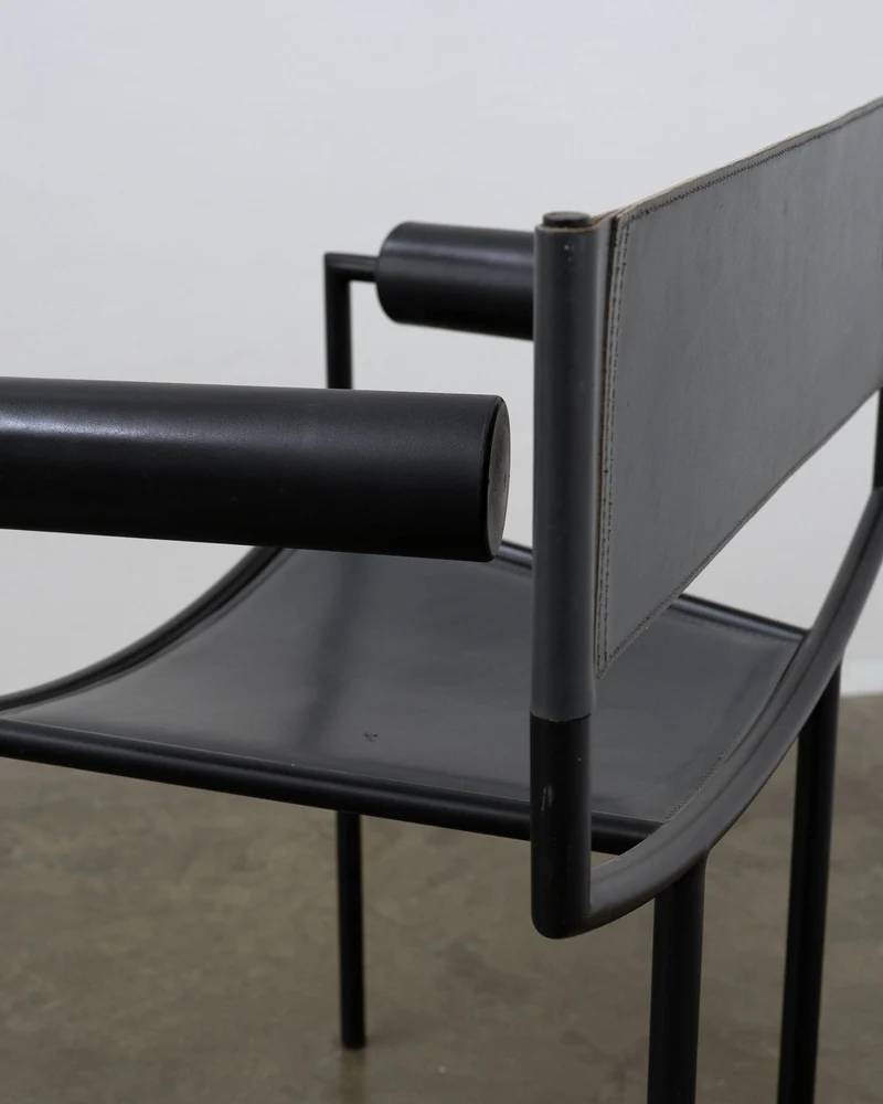 Postmodern Leather and Steel Chair, 1980s
