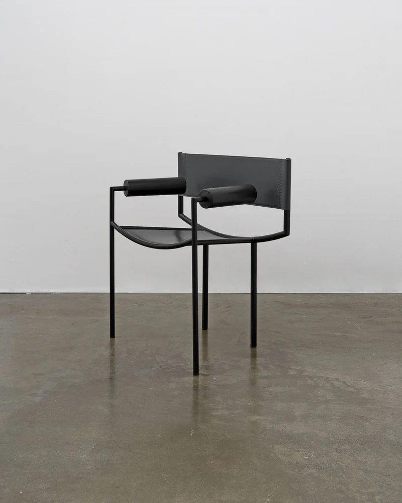 Postmodern Leather and Steel Chair, 1980s