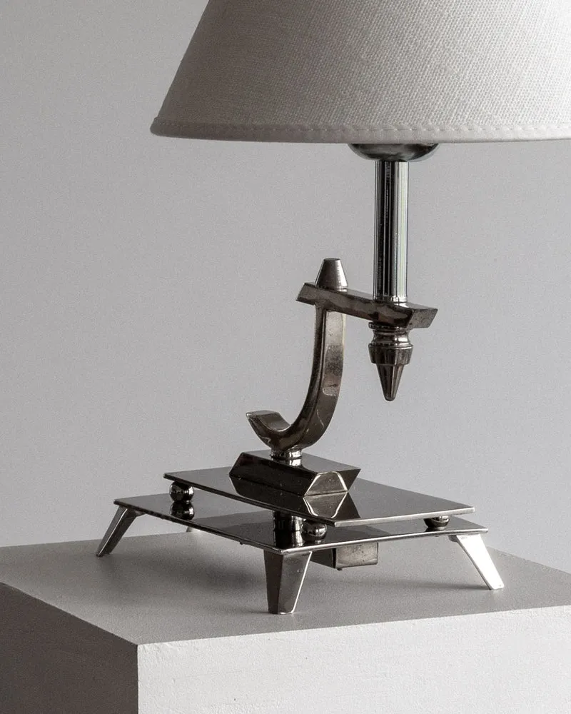 Vintage Sculptural Chrome Art Deco Table Lamp, 1930s