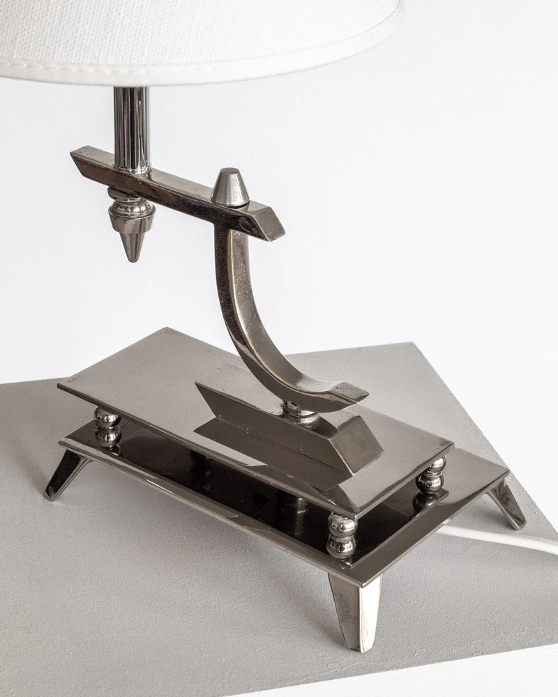 Vintage Sculptural Chrome Art Deco Table Lamp, 1930s