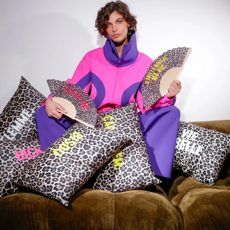 Coussin Velours Léopard Bisou