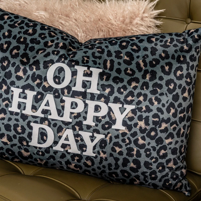 Coussin Velours Léopard Oh Happy Day