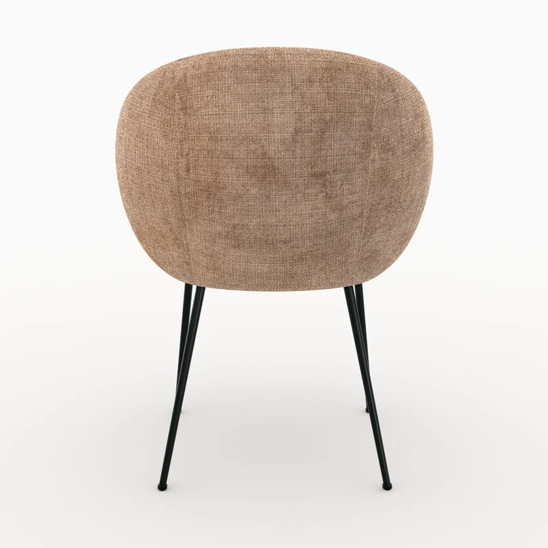 Chaise Bloomy en velours chenillé marron glacé et métal noir