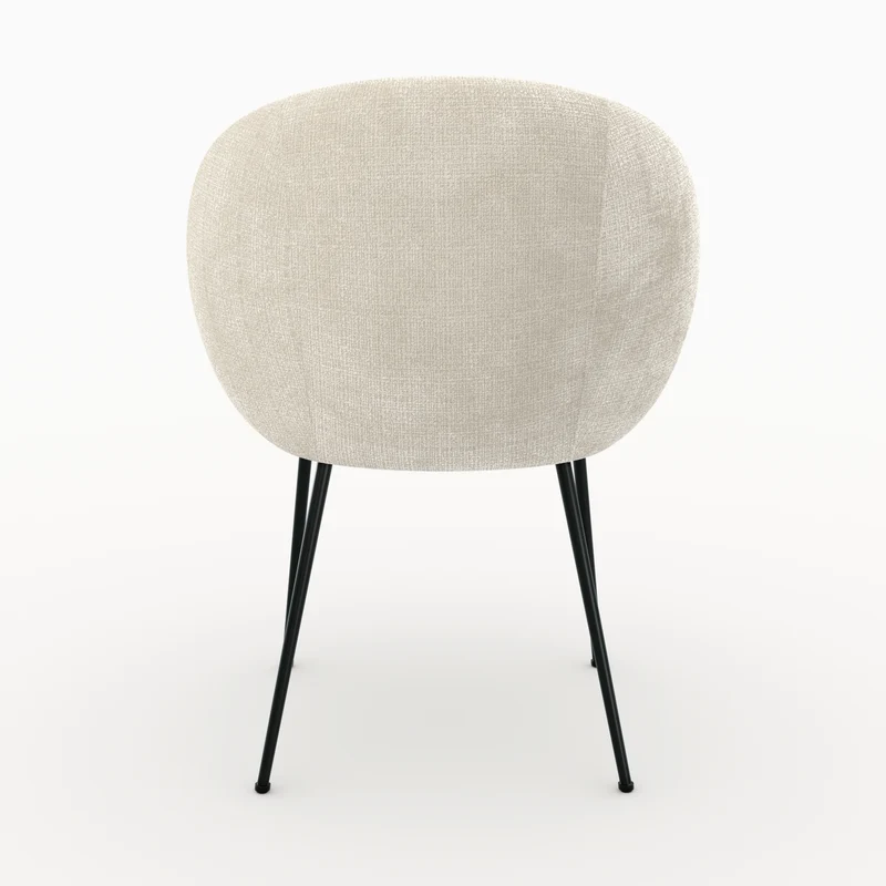 Chaise Bloomy en velours chenillé écru et métal noir