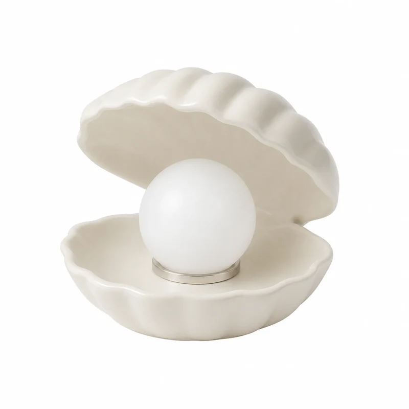 Lampe à poser Shell en céramique blanche