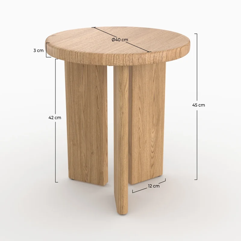 Table d'appoint ronde Néa en bois clair D40 cm
