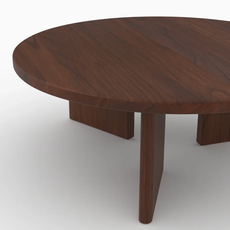 Table basse ronde Galia en bois massif de mindi foncé D80 cm
