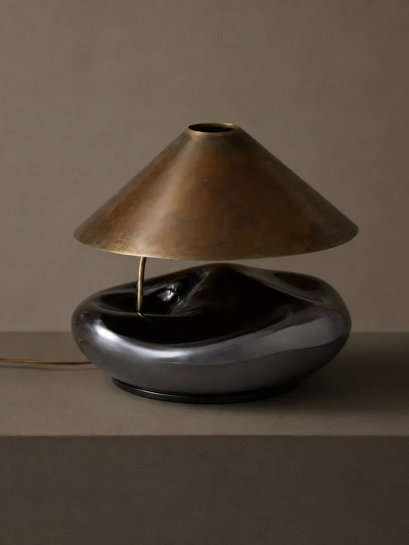 'Obsidian Lamp II' Brass Table Lamp