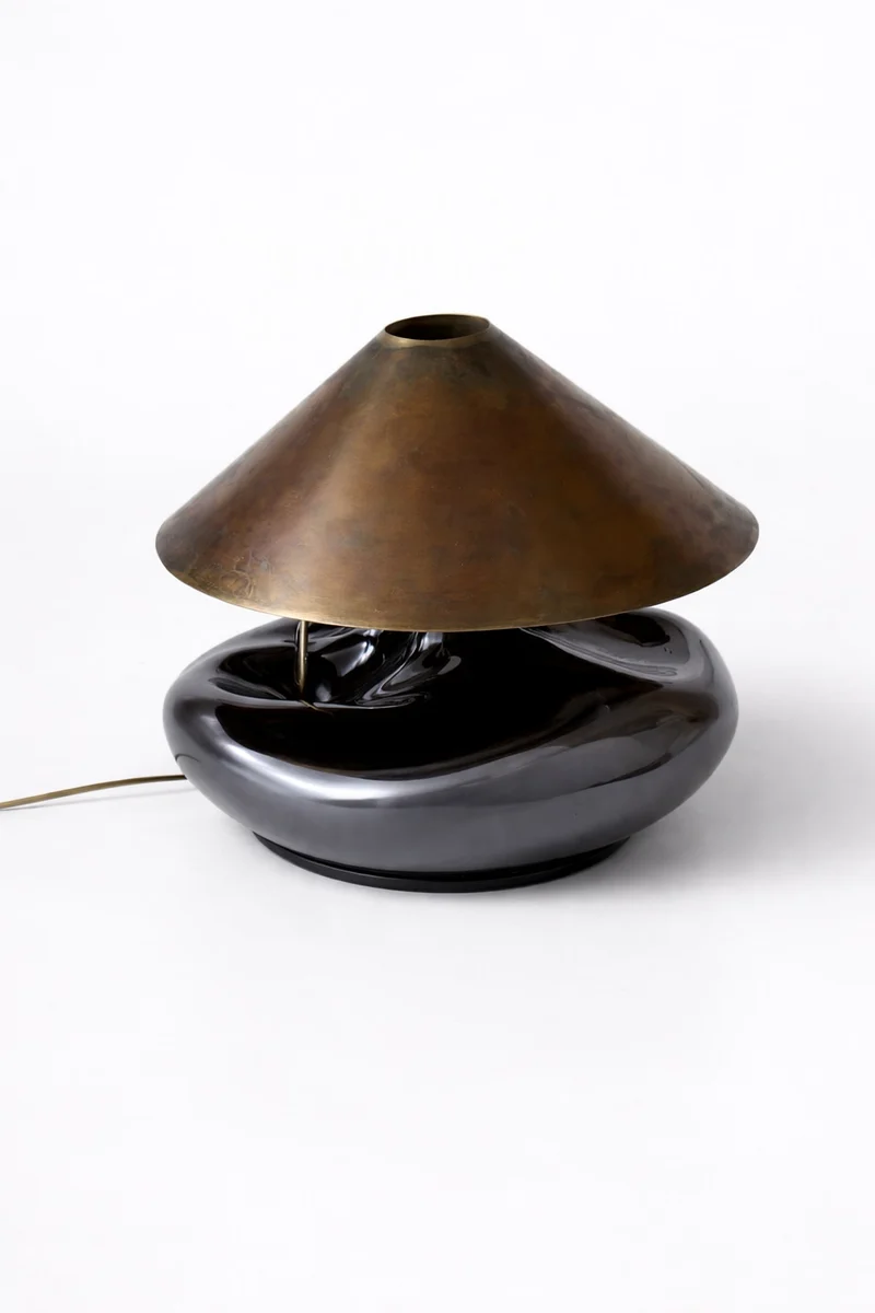 'Obsidian Lamp II' Brass Table Lamp
