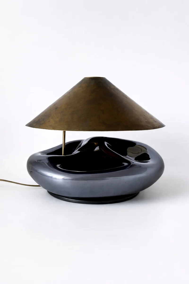 'Obsidian Lamp II' Brass Table Lamp