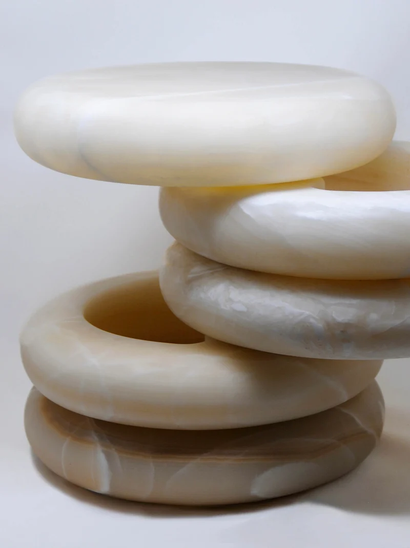 Olo Nighstand/ Sidetable made from Marble and Onyx