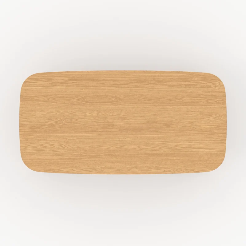 Table rectangulaire Paula 6 places en bois d'hévéa massif et placage en chêne