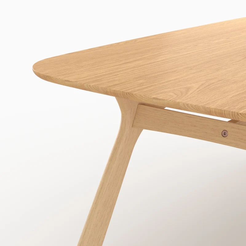Table rectangulaire Paula 6 places en bois d'hévéa massif et placage en chêne