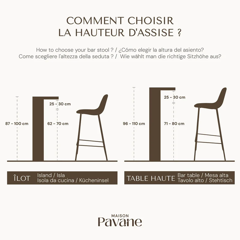 Lot de 2 chaises pour ilot central Josette 63,5 cm en tissu beige et bois d'hévéa foncé
