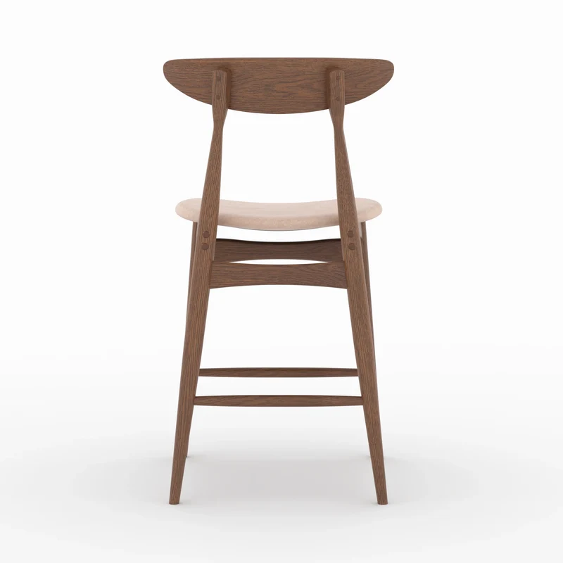 Lot de 2 chaises pour ilot central Josette 63,5 cm en tissu beige et bois d'hévéa foncé