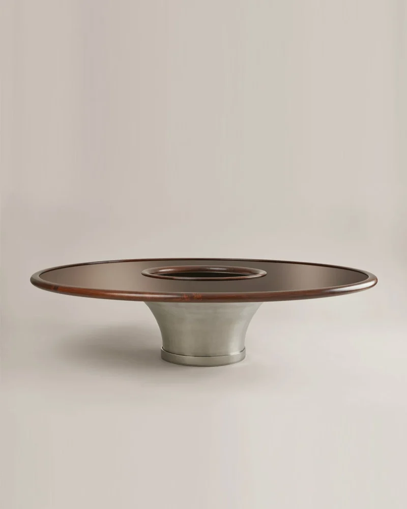 "Loulou" Coffee Table, lacquer, walnut and stainless steel