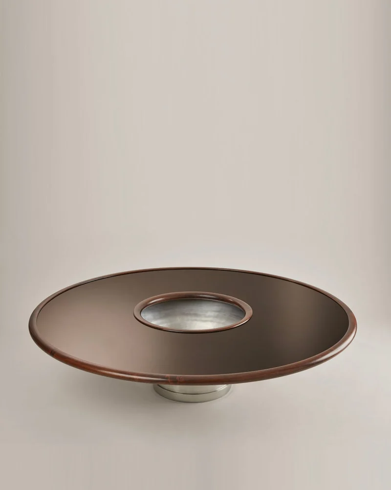 "Loulou" Coffee Table, lacquer, walnut and stainless steel