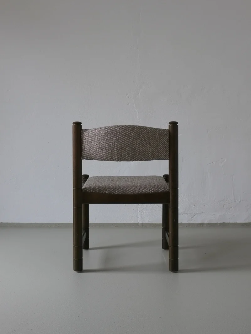4 Green Carved Wooden Chairs, Scandinavia 1960s