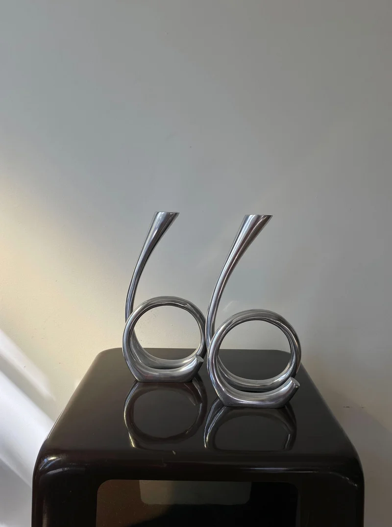 Vintage Curly RVS Candle Holders