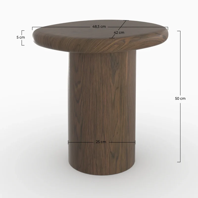 Table d'appoint Nubia en placage noyer, D48,5 cm