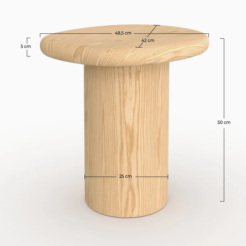 Table d'appoint Nubia en placage chène, D48,5 cm