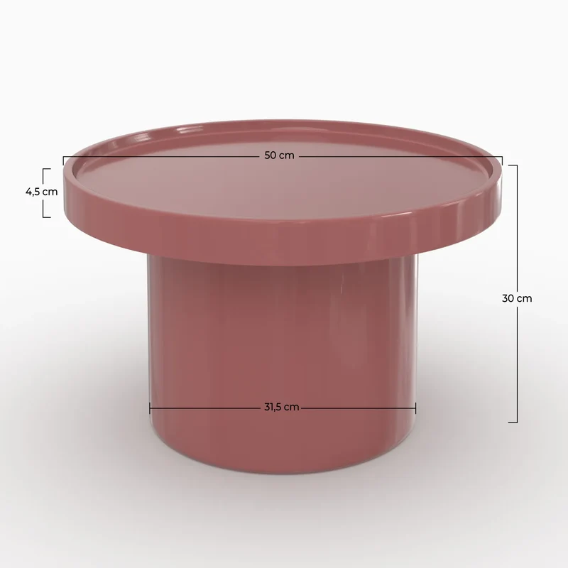 Table d'appoint Nora laquée rouge framboise en MDF, D50 cm