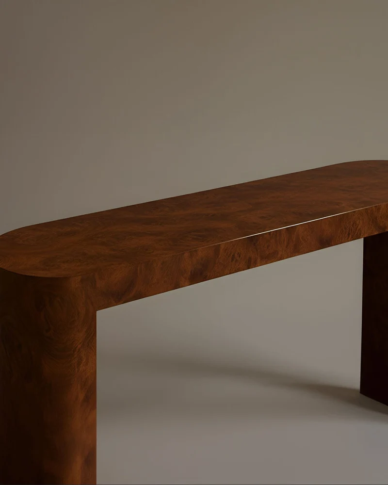 Luna Console Burl Wood