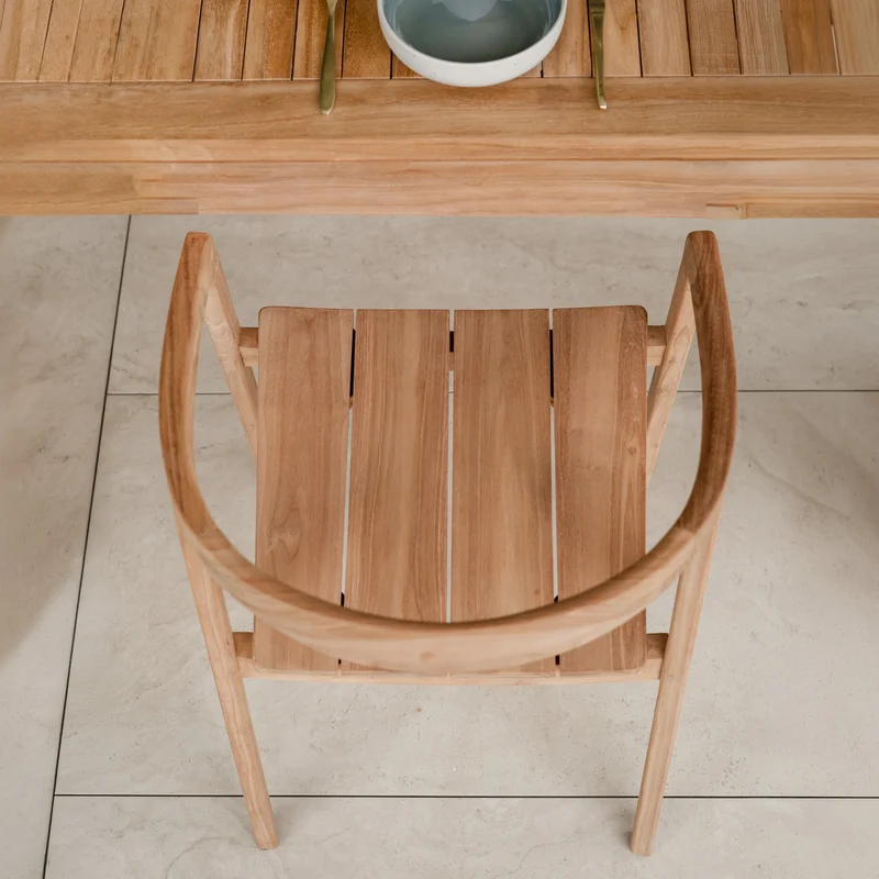 Table et chaises de jardin Bora en bois de teck recyclé, 8 personnes