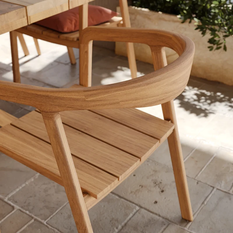 Table et chaises de jardin Bora en bois de teck recyclé, 8 personnes