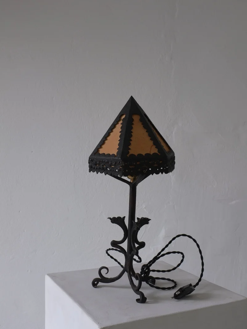 Vintage Wrought Iron Dragon Table Lamp, Italy 1910s, 1920s
