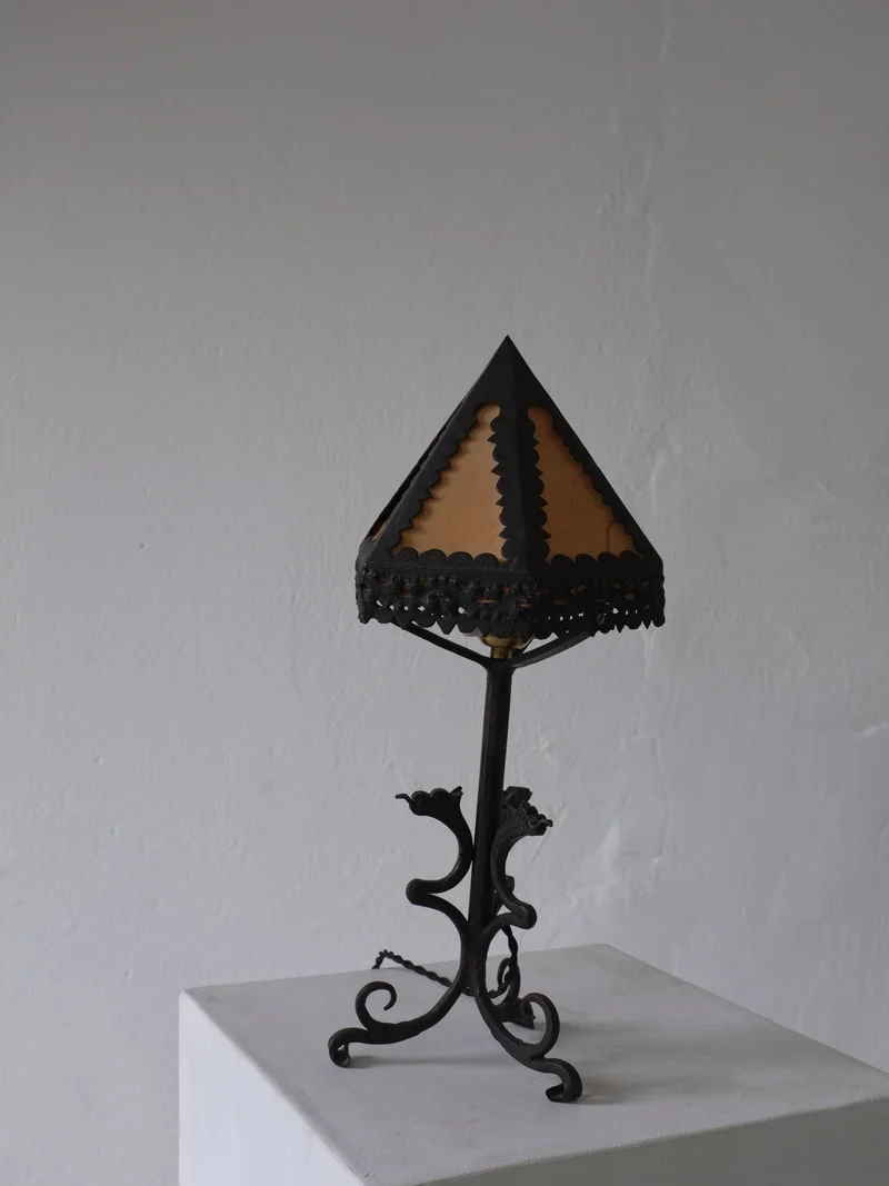 Vintage Wrought Iron Dragon Table Lamp, Italy 1910s, 1920s