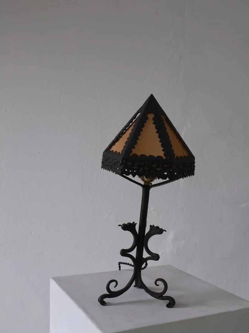 Vintage Wrought Iron Dragon Table Lamp, Italy 1910s, 1920s