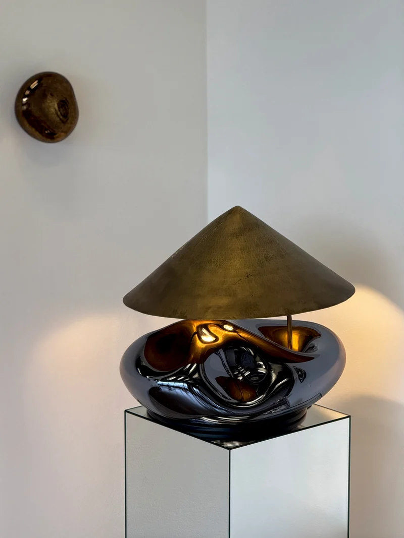 'Obsidian Lamp' Brass Table Lamp