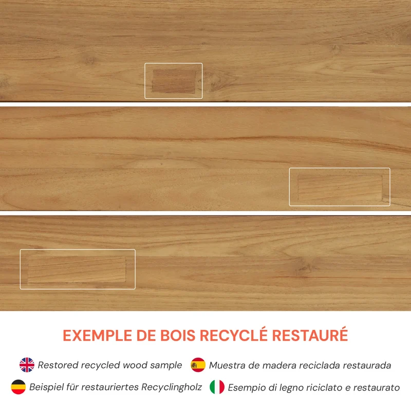 Table, bancs et chaises de jardin Nonza en bois de teck recyclé 10 personnes