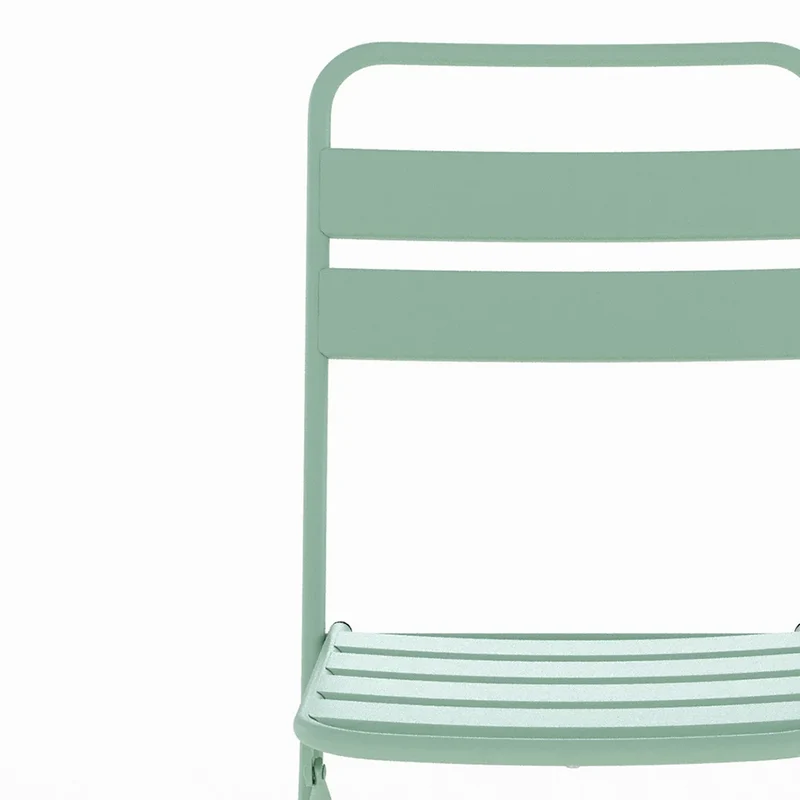 Table ronde et chaises de jardin pliantes Yumi 2 places en métal vert