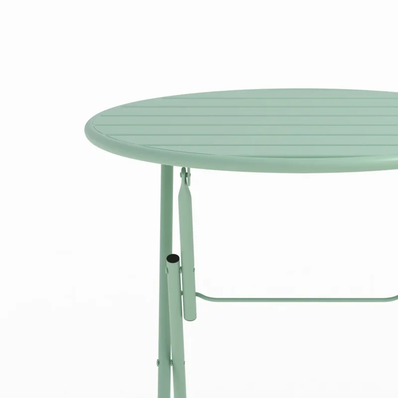 Table ronde et chaises de jardin pliantes Yumi 2 places en métal vert